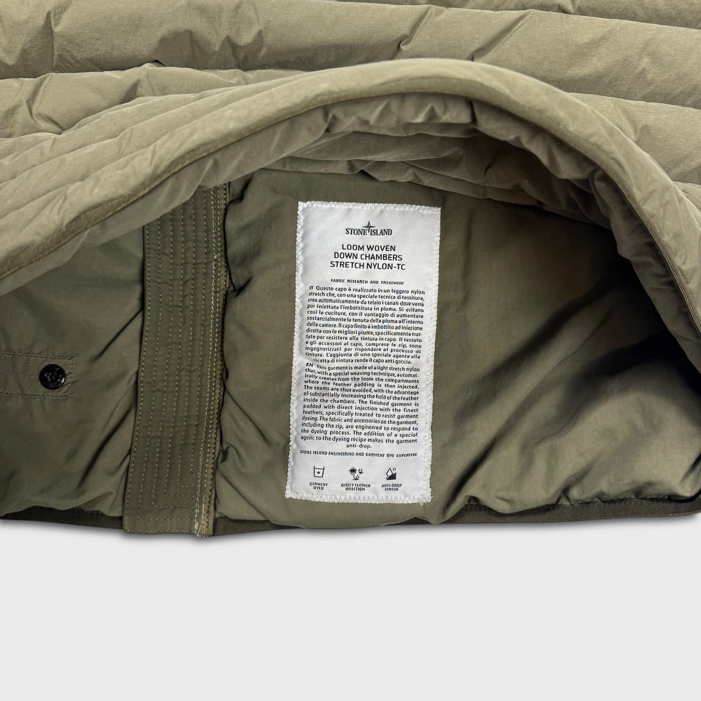Stone Island Olive Loom Woven Down Chambers Stretch-TC Jacket 3XL