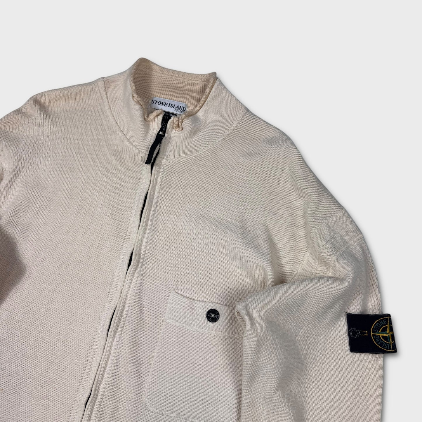 Stone Island Vintage Cream Zip Up Knit XL