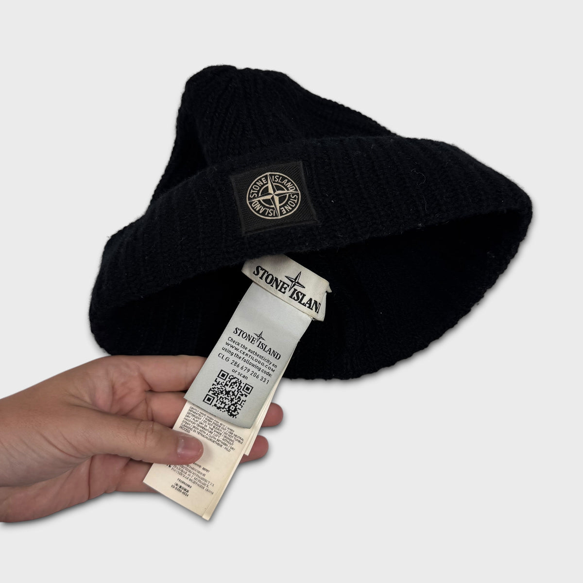 Stone Island Black Beanie OS