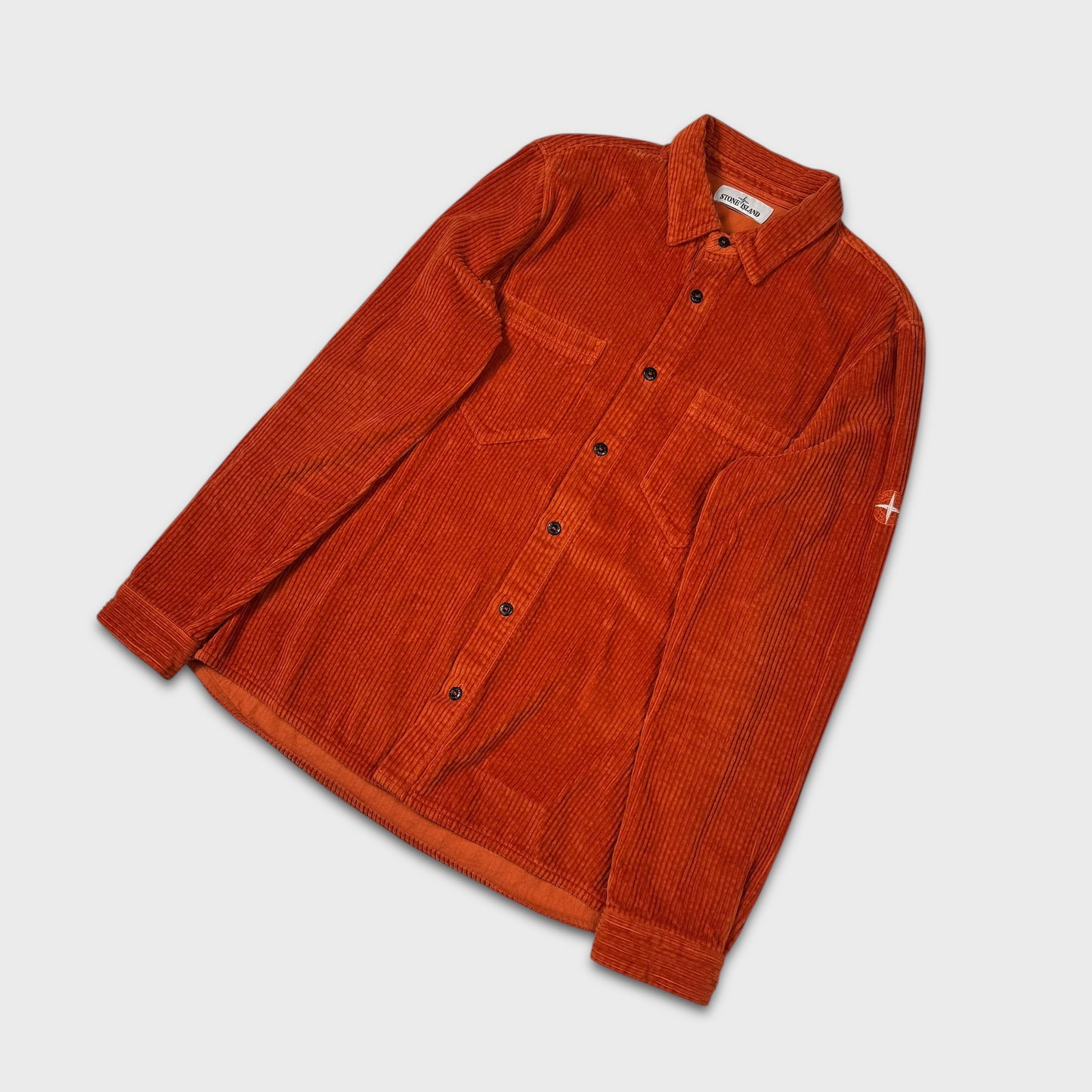 Stone Island Orange Corduroy Overshirt L