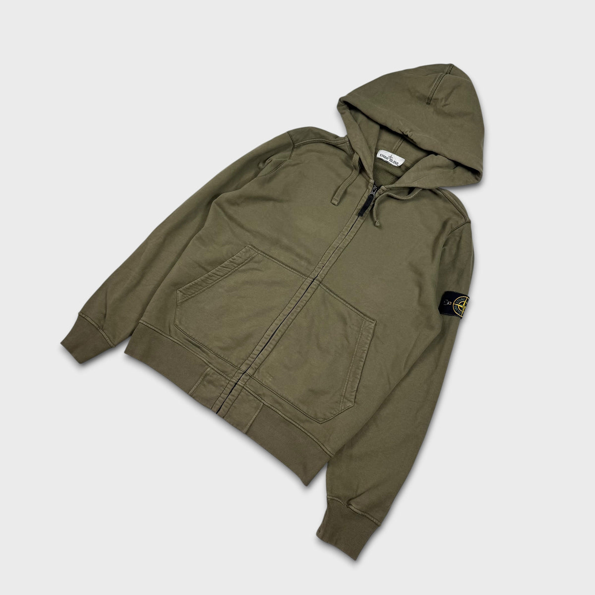 Stone Island Olive Full Zip Hoodie L