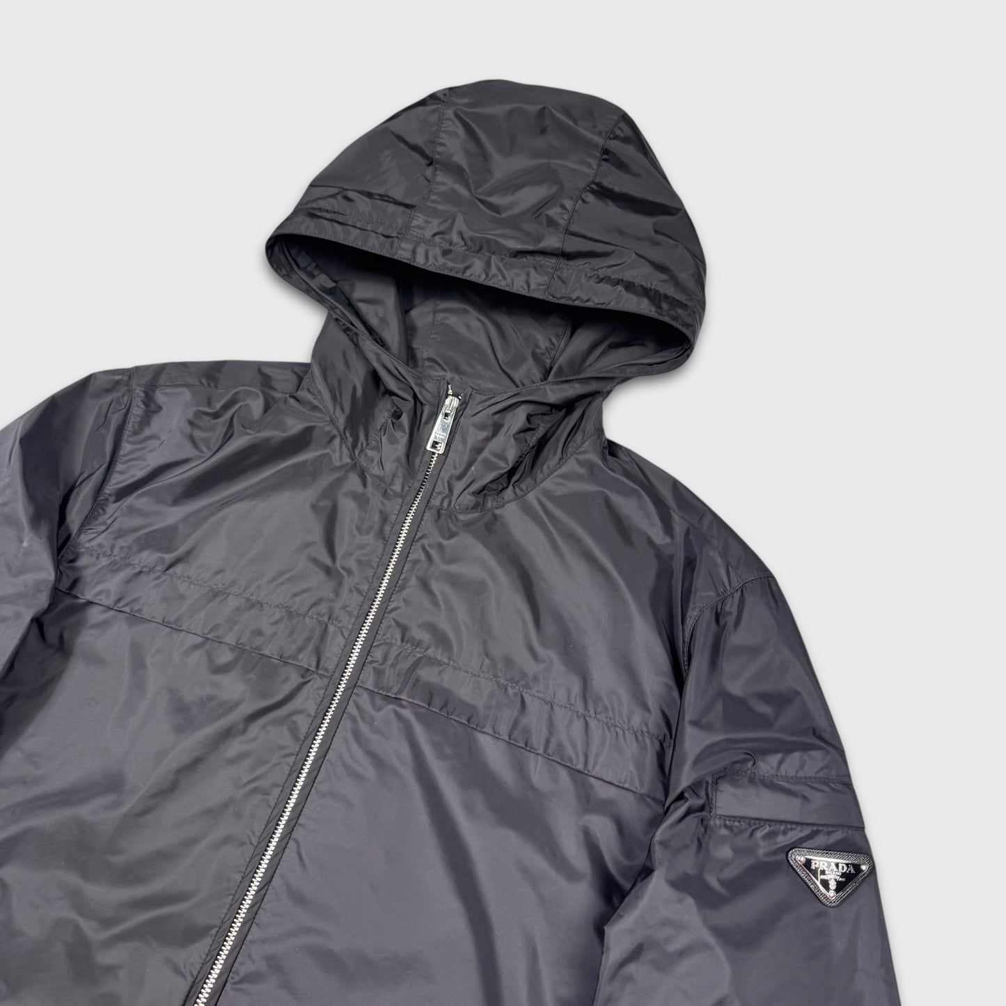 Prada Black Nylon Windbreaker Jacket L