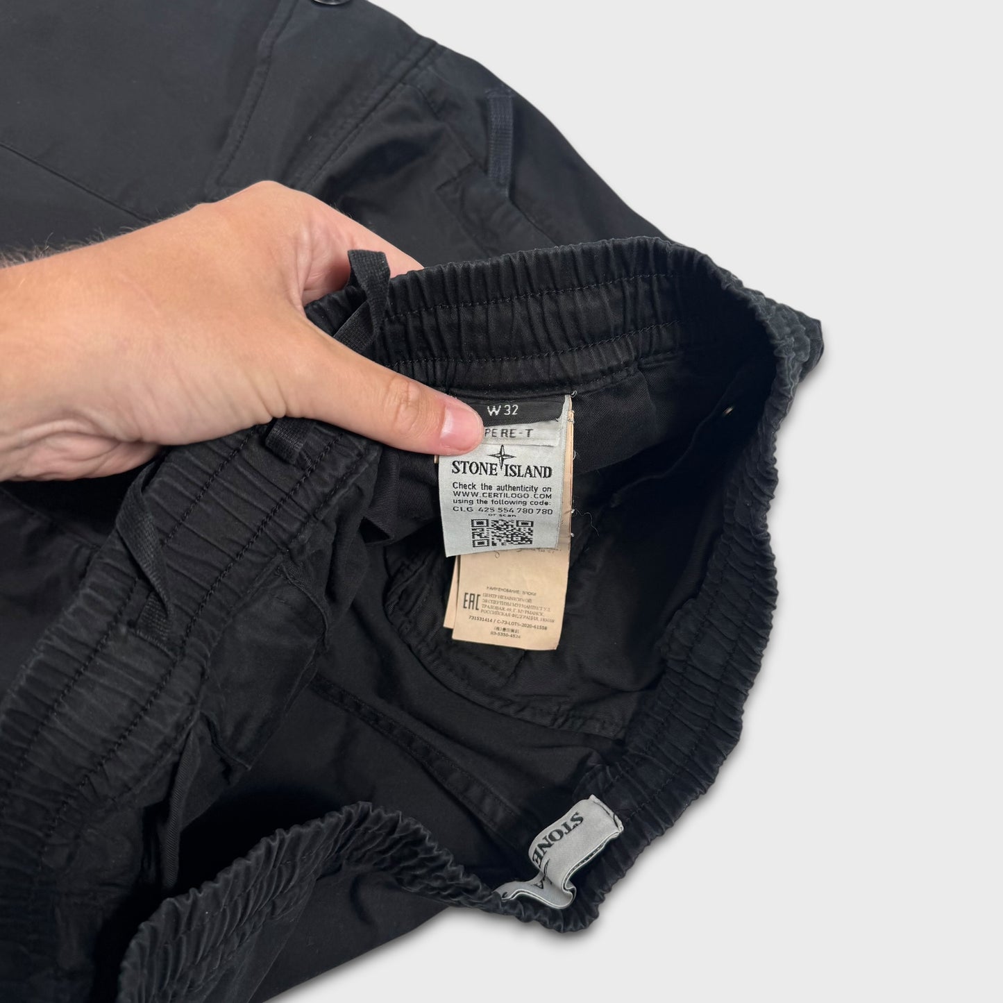 Stone Island Black Tela Cargo Pants W32