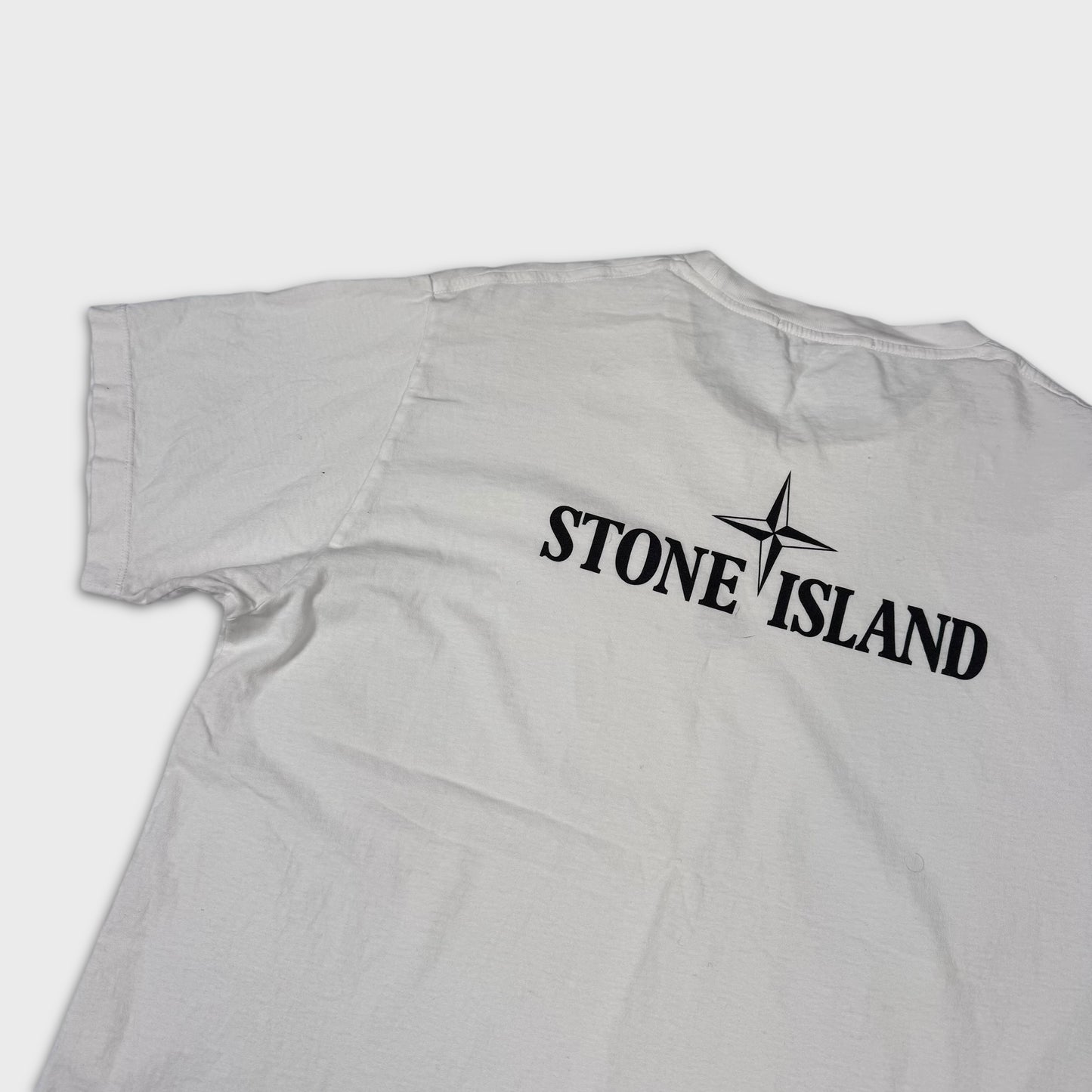Stone Island White Spellout T-Shirt XL