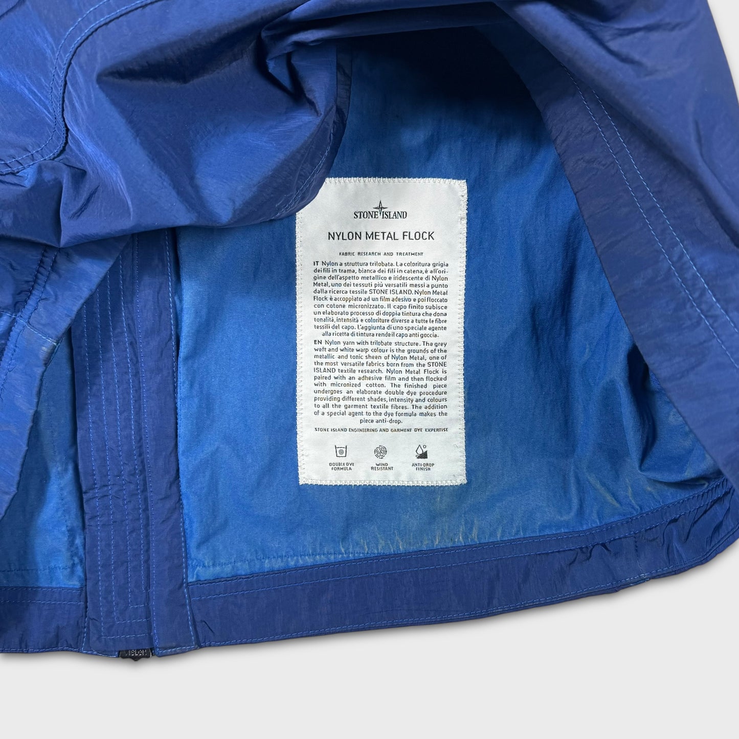 Stone Island Royal Blue Nylon Metal Flock Jacket L