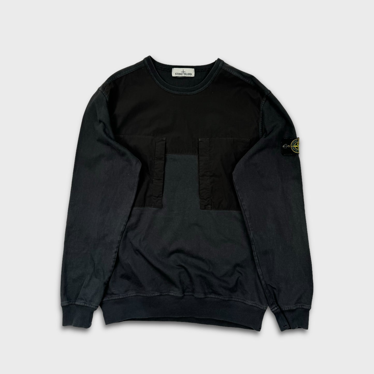 Stone Island Black Mussola Crewneck L