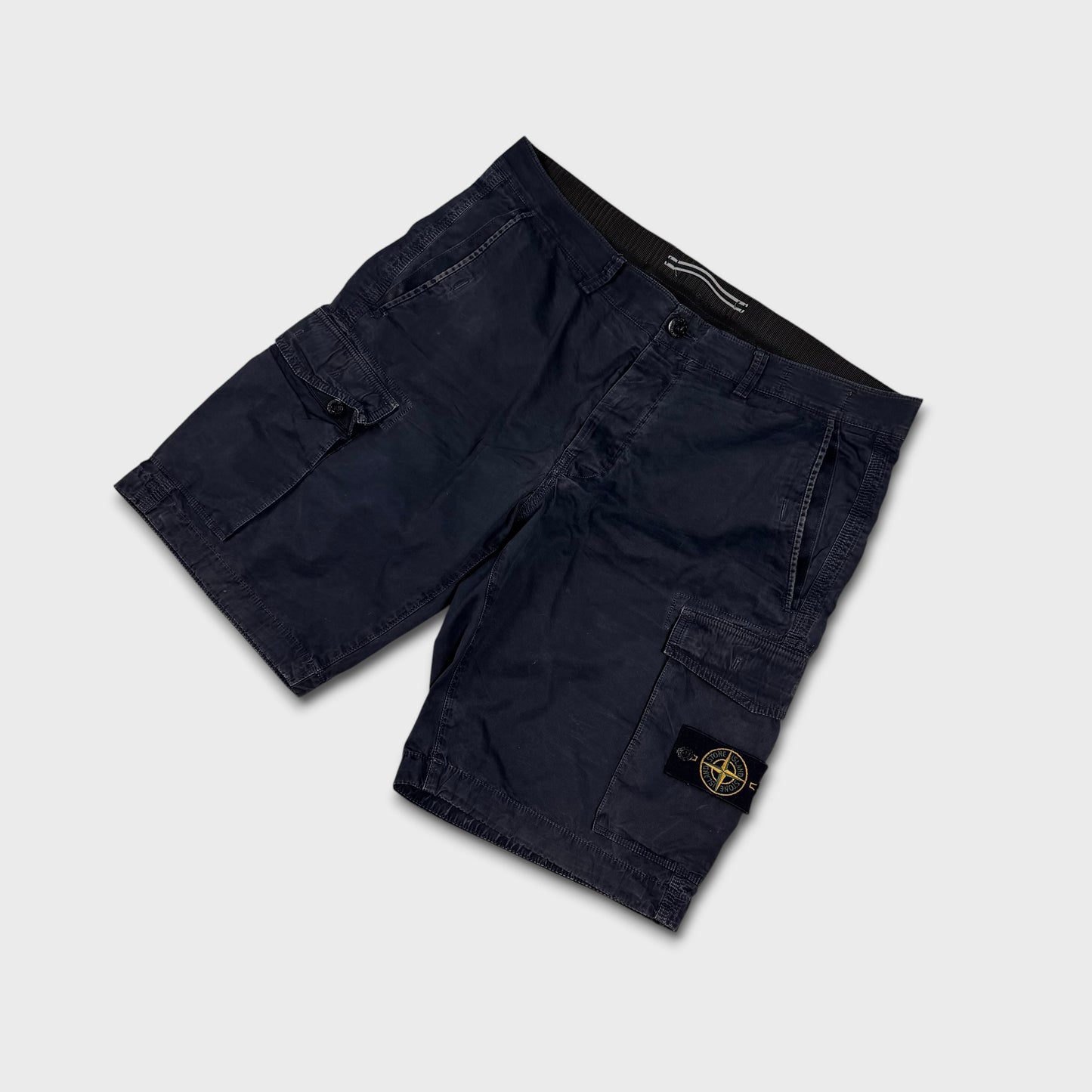 Stone Island Navy Badge Cargo Shorts W36