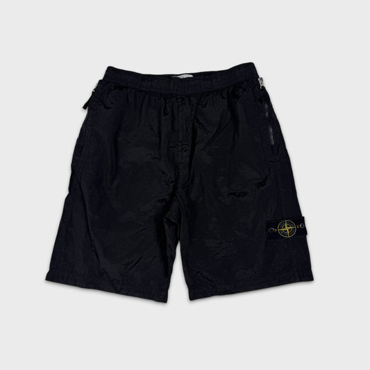 Stone Island Black Nylon Metal Badge Shorts W32