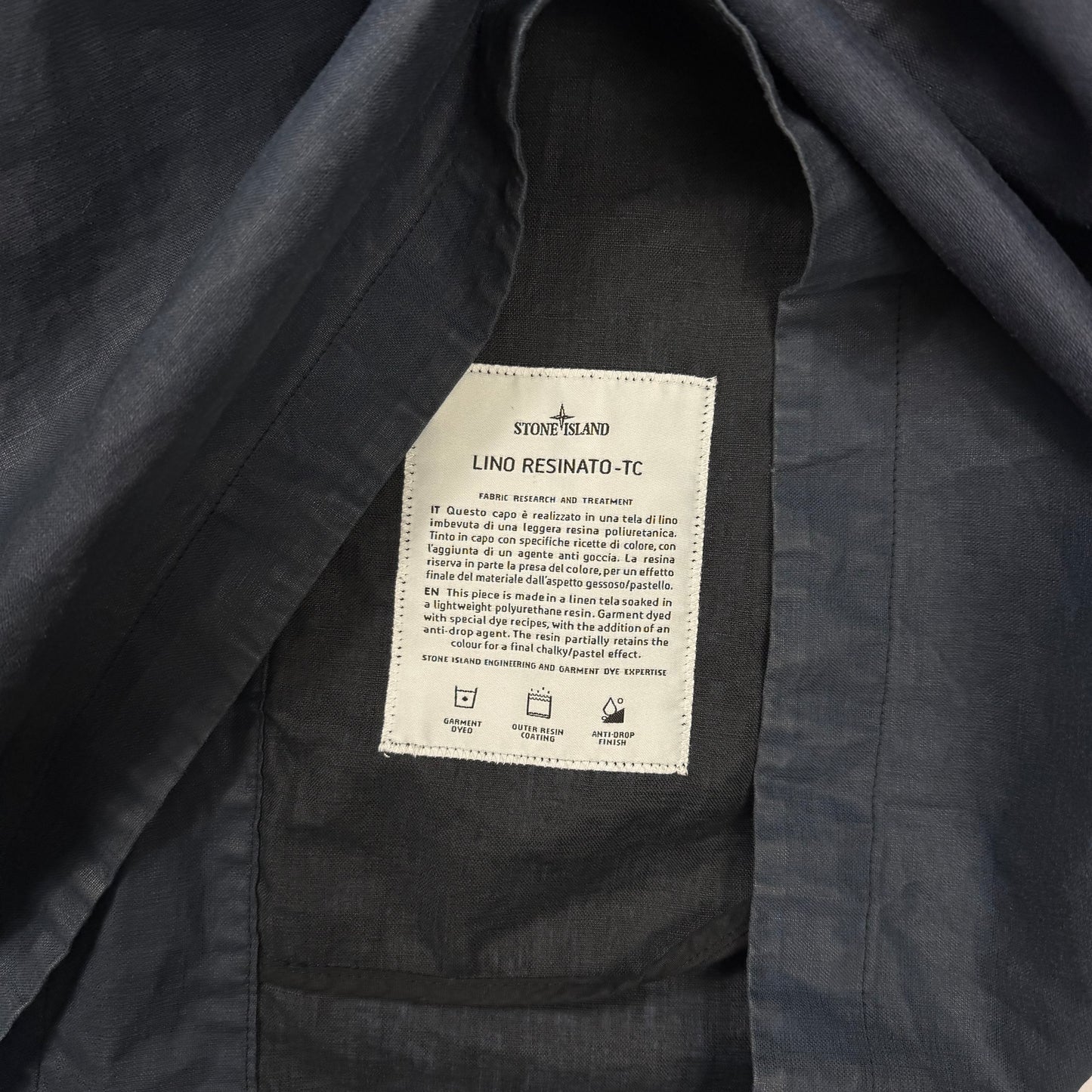 Stone Island Navy Lino Resinato-TC Parka Jacket M