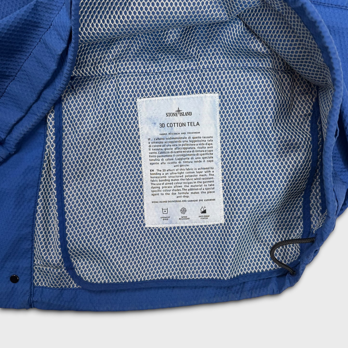 Stone Island Royal Blue 3D Cotton Tela Hooded Jacket XL