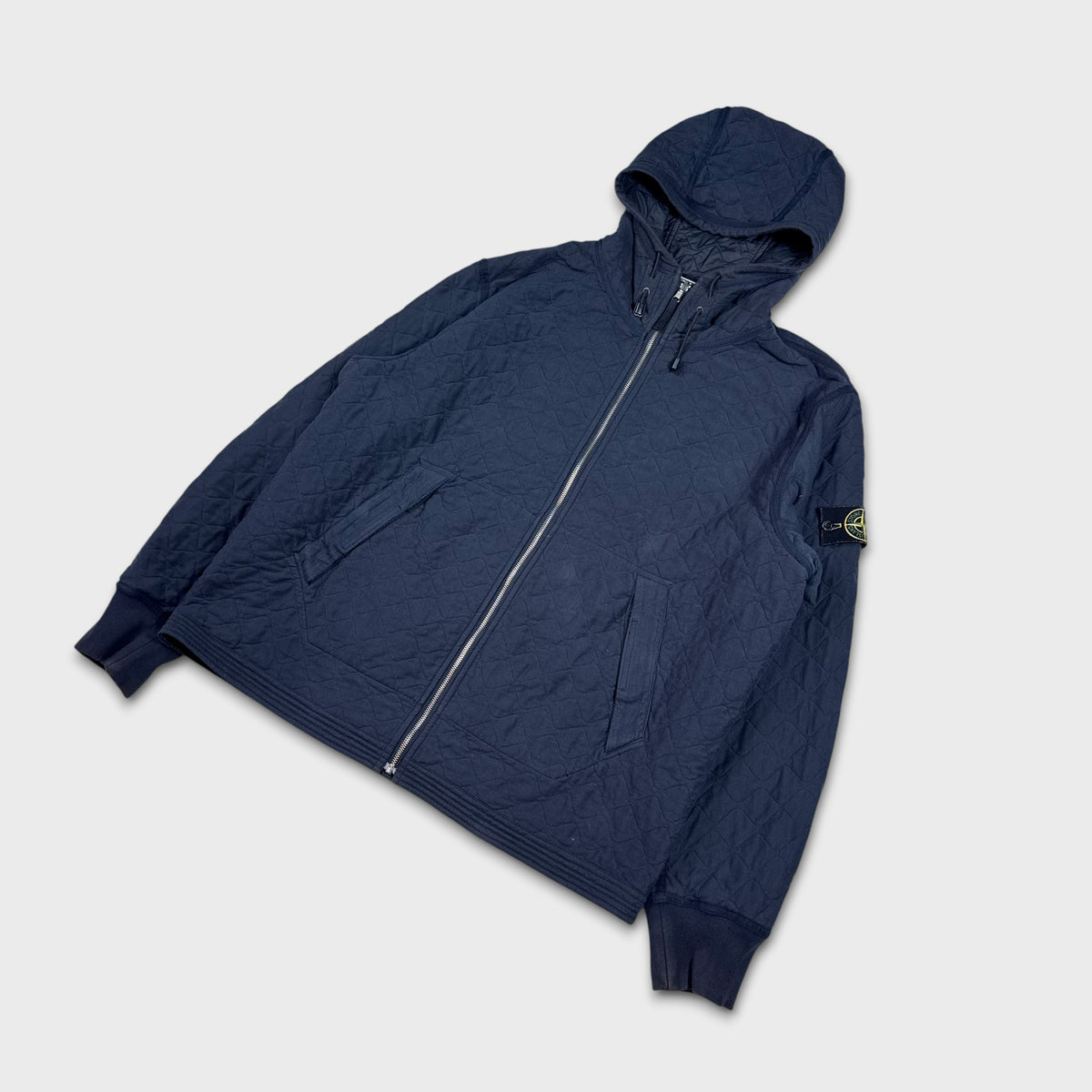 Stone Island Reversible Quilted Wave Pattern Hooded Jacket 3XL