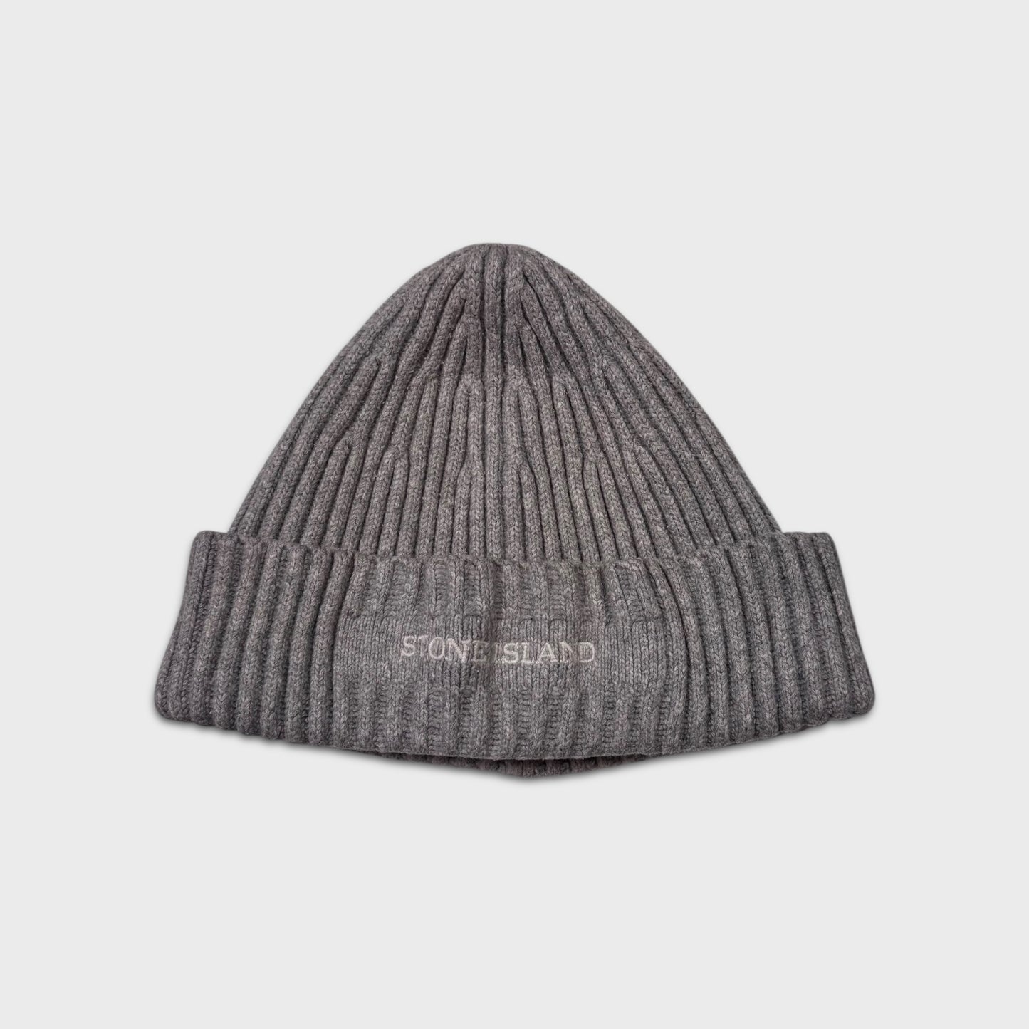 Stone Island Grey Ribbed Beanie OS
