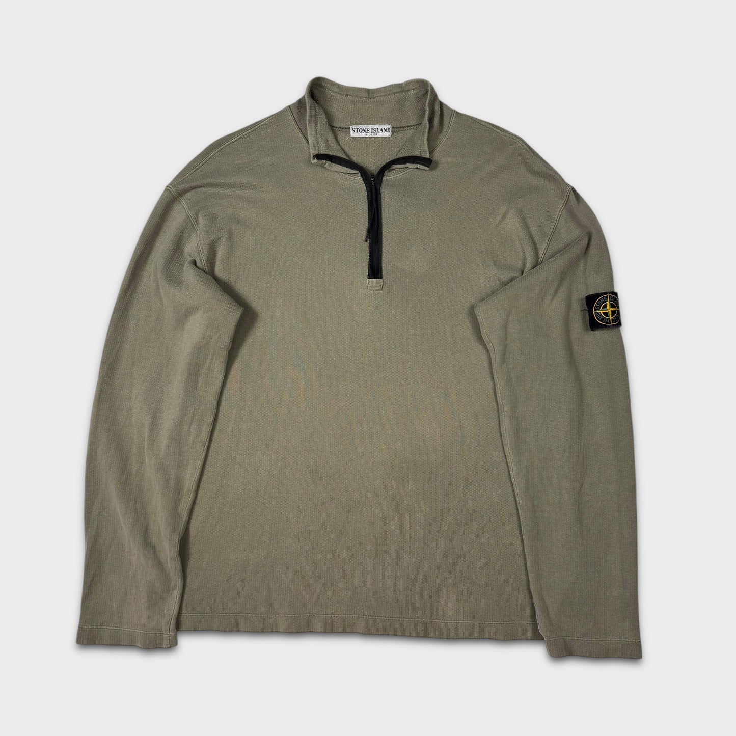 Stone Island Khaki Quarter Zip Sweatshirt XXL