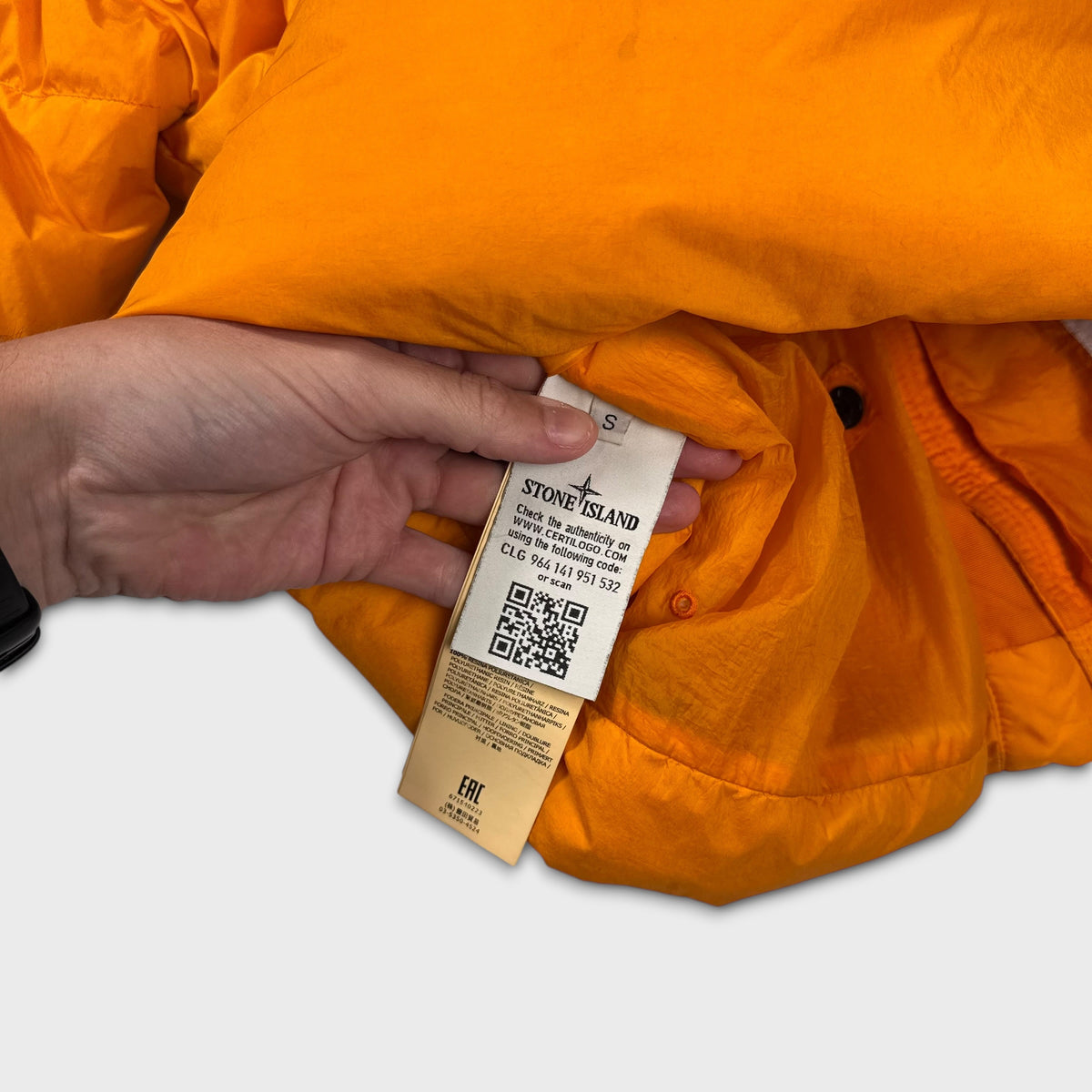Stone Island Orange Crinkle Reps NY Down Puffer Jacket S