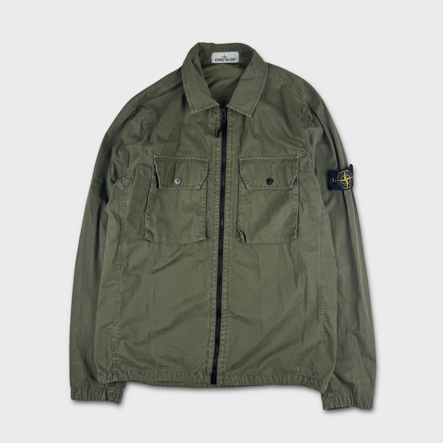 Stone Island Olive Full Zip Overshirt L