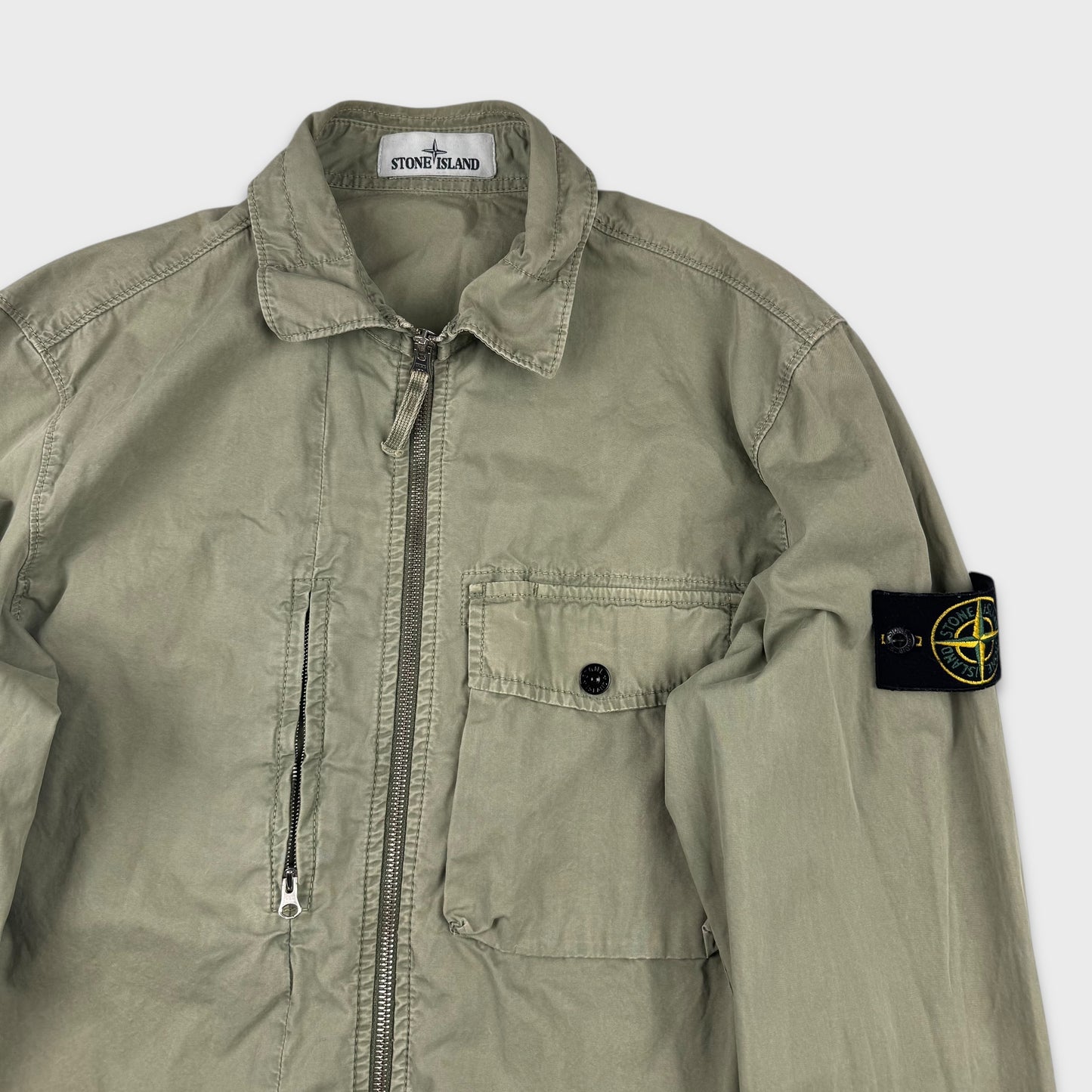 Stone Island Pale Green Full Zip Overshirt M