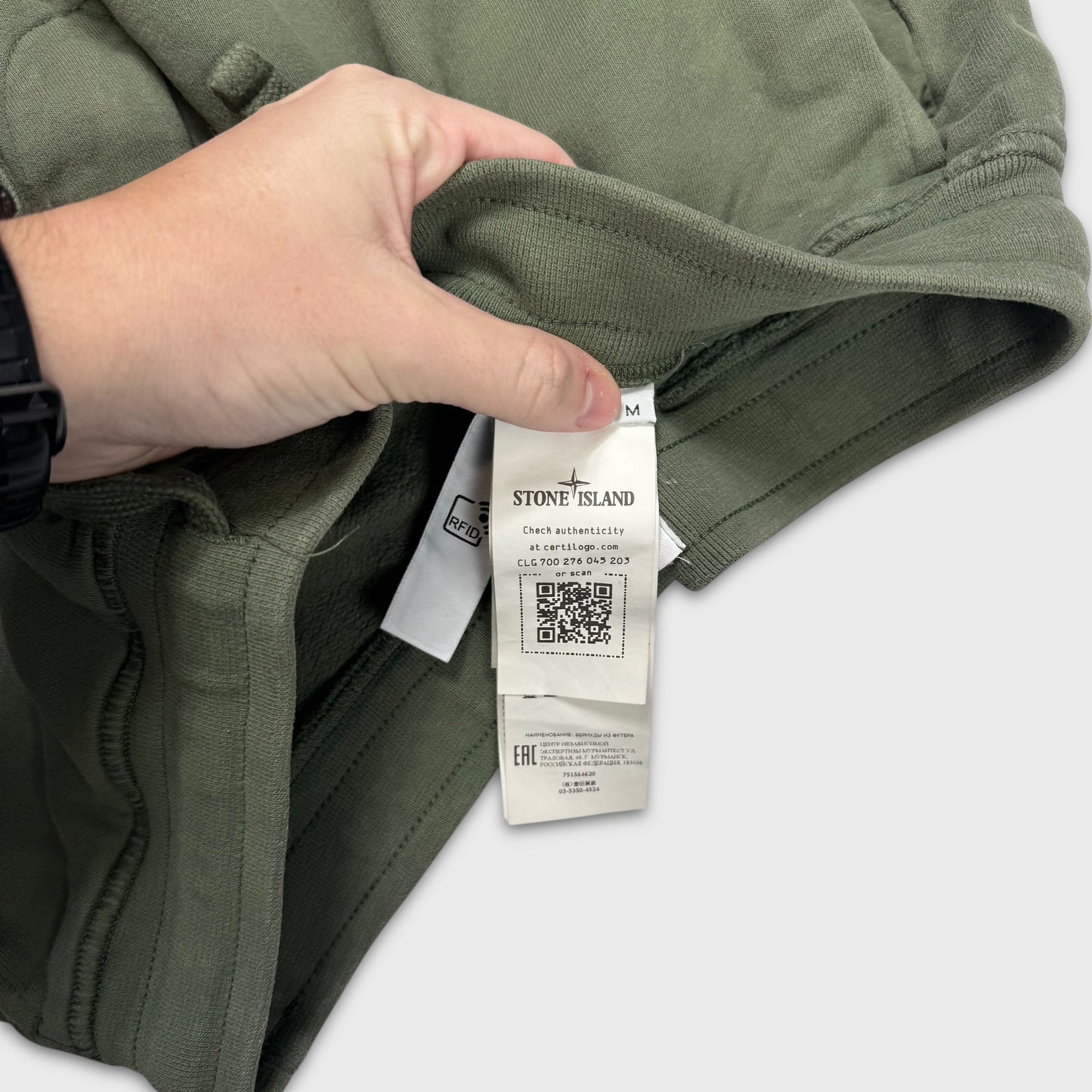 Stone Island Olive Cotton Shorts M