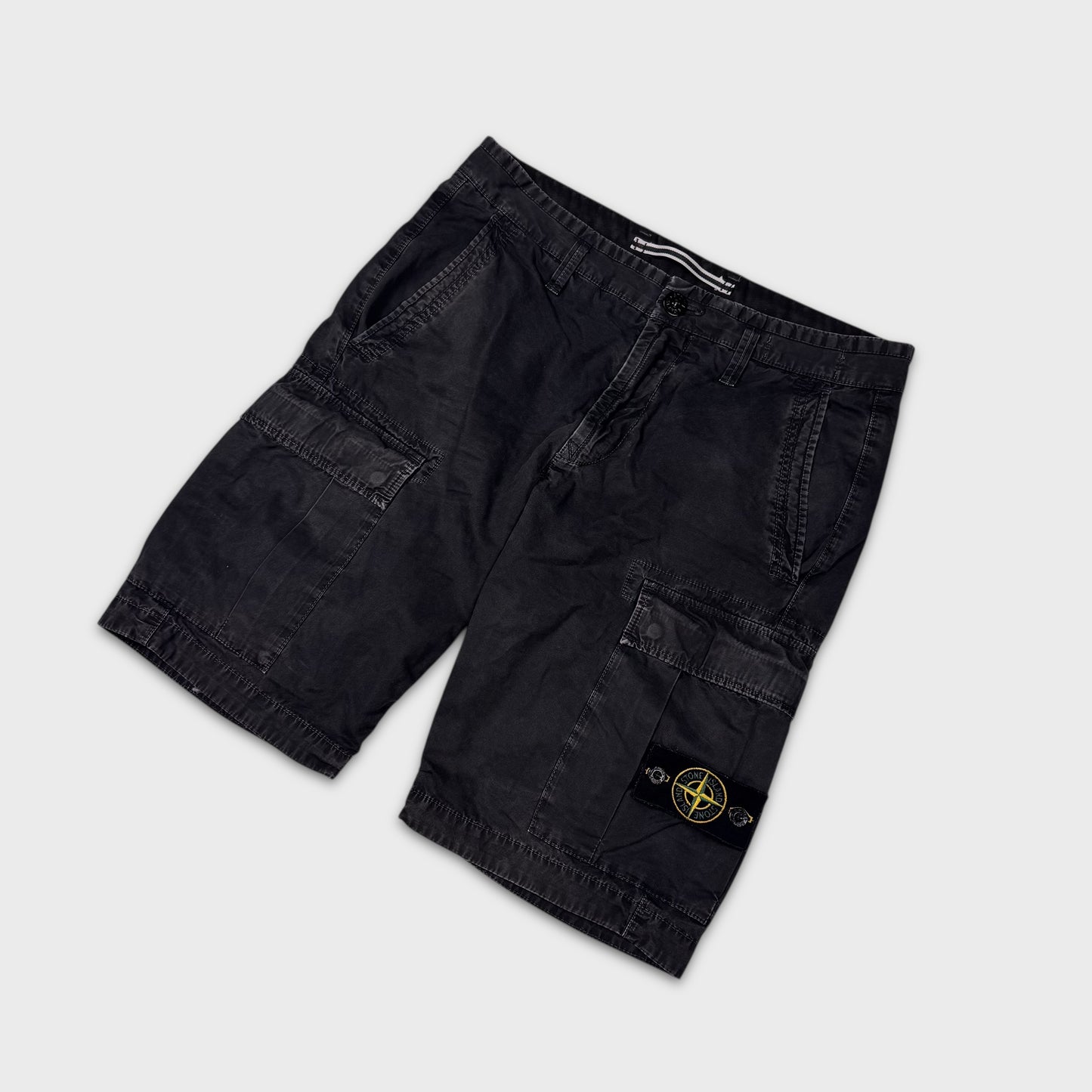 Stone Island Black Old-Dye Cargo Shorts W30