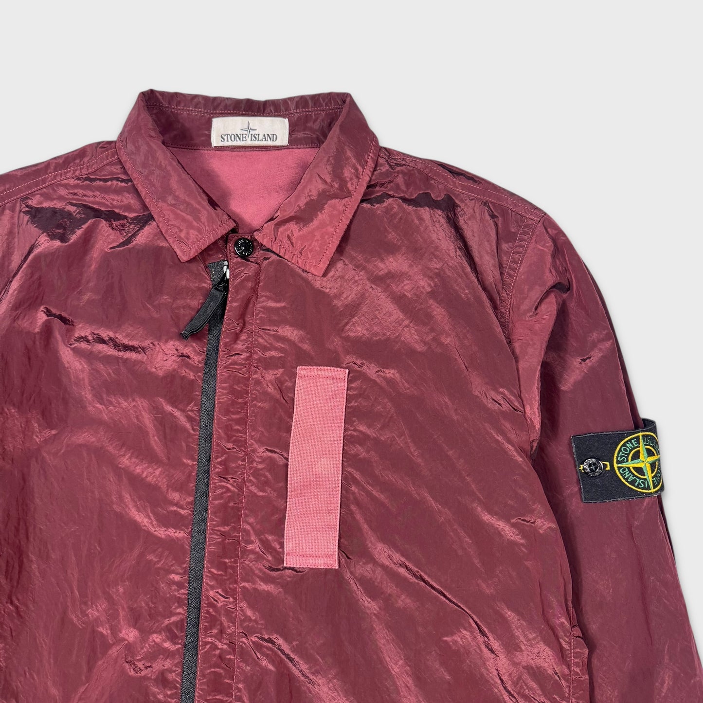 Stone Island Burgundy Lined Nylon Metal Overshirt L
