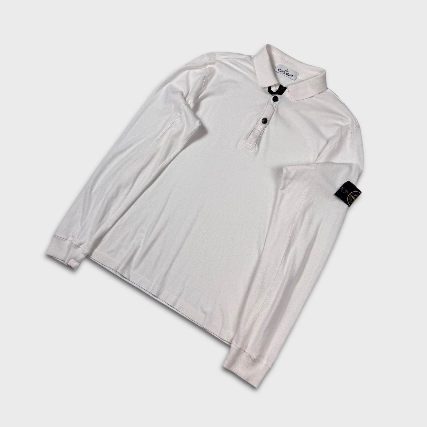 Stone Island White Button Up Top L