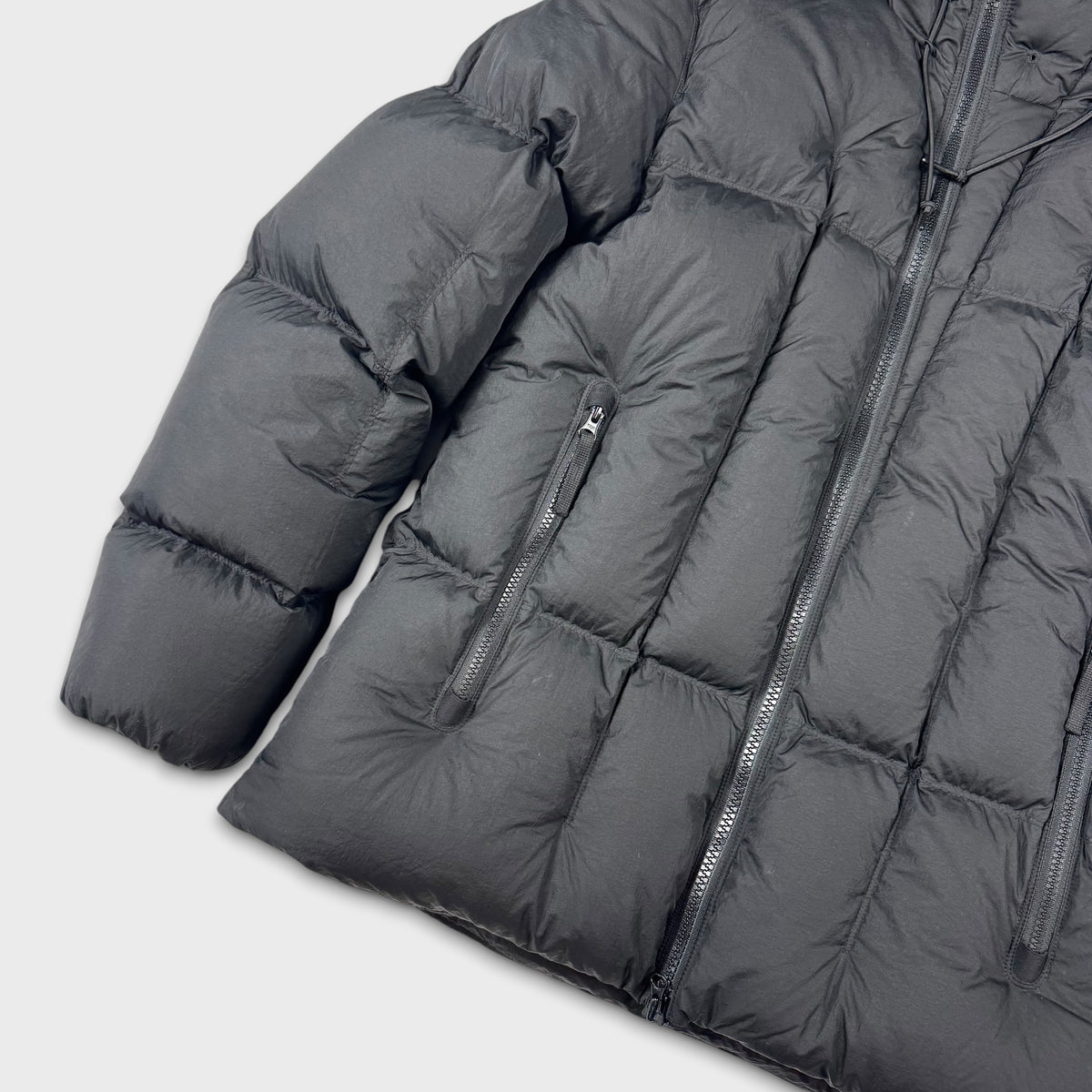Stone Island Black Seam Faded Light Nylon Tela Down Puffer Jacket L