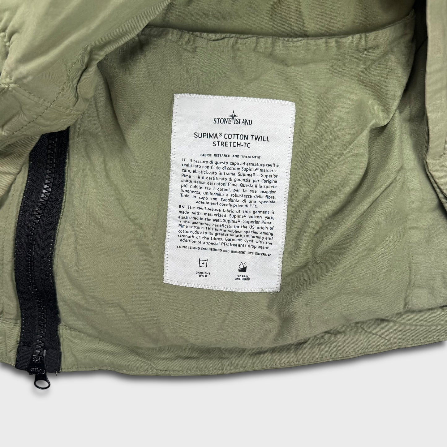 Stone Island Olive Supima Cotton Twill Stretch-TC Jacket XL