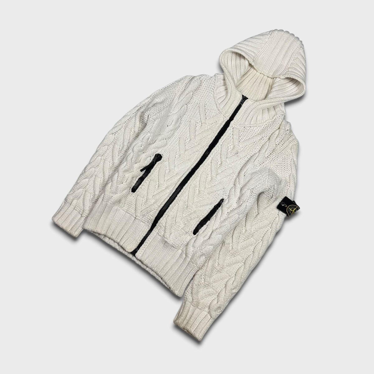Stone Island White Chunky Heavyweight Knit S