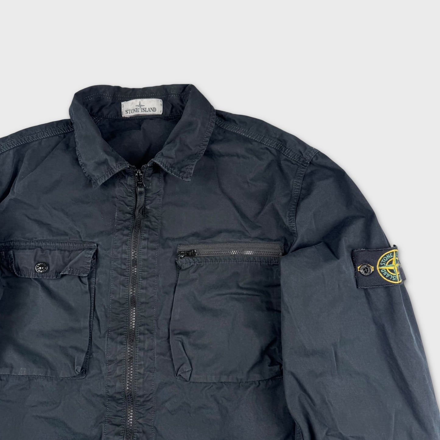 Stone Island Black Full Zip Overshirt XL