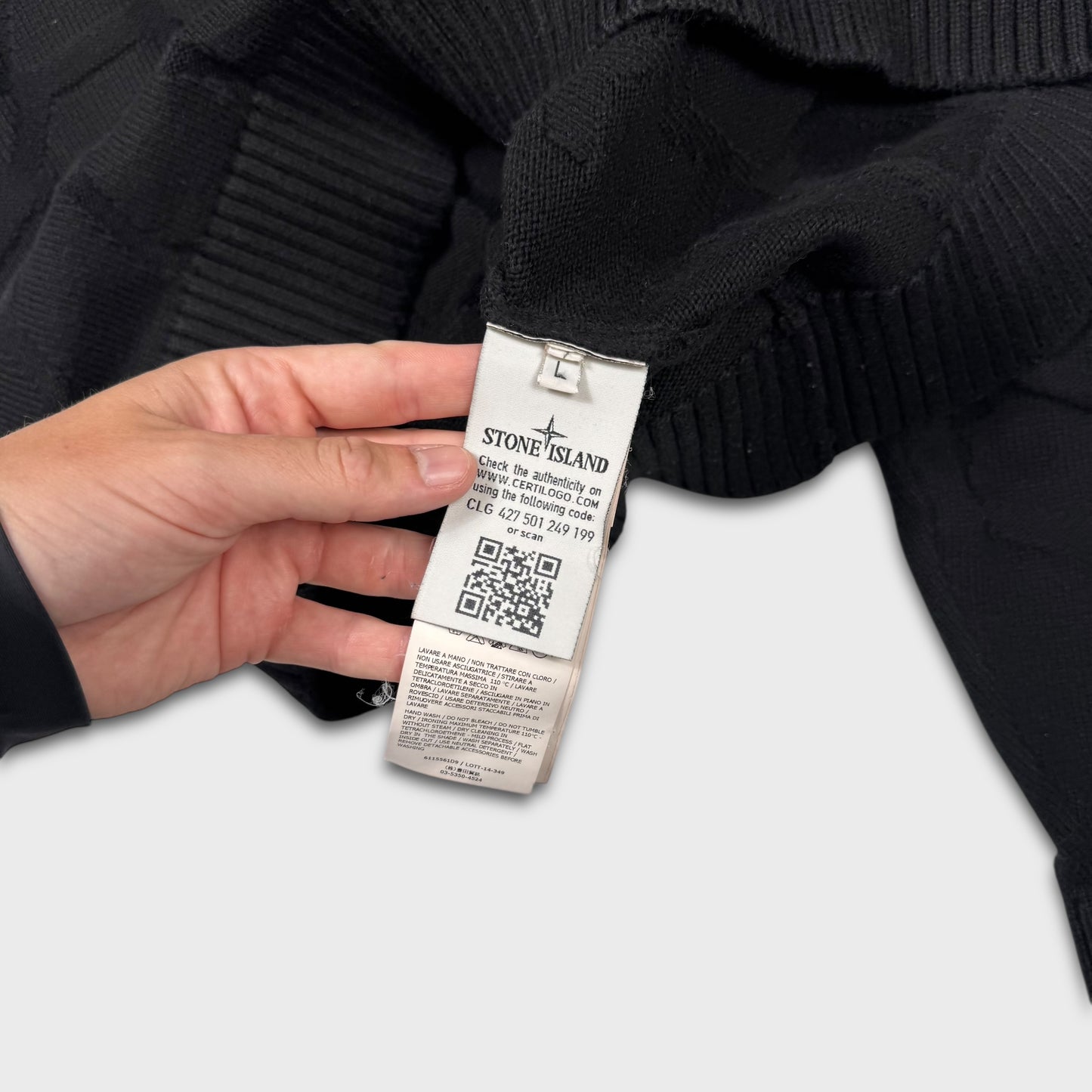 Stone Island Black Wave Pattern Knit L
