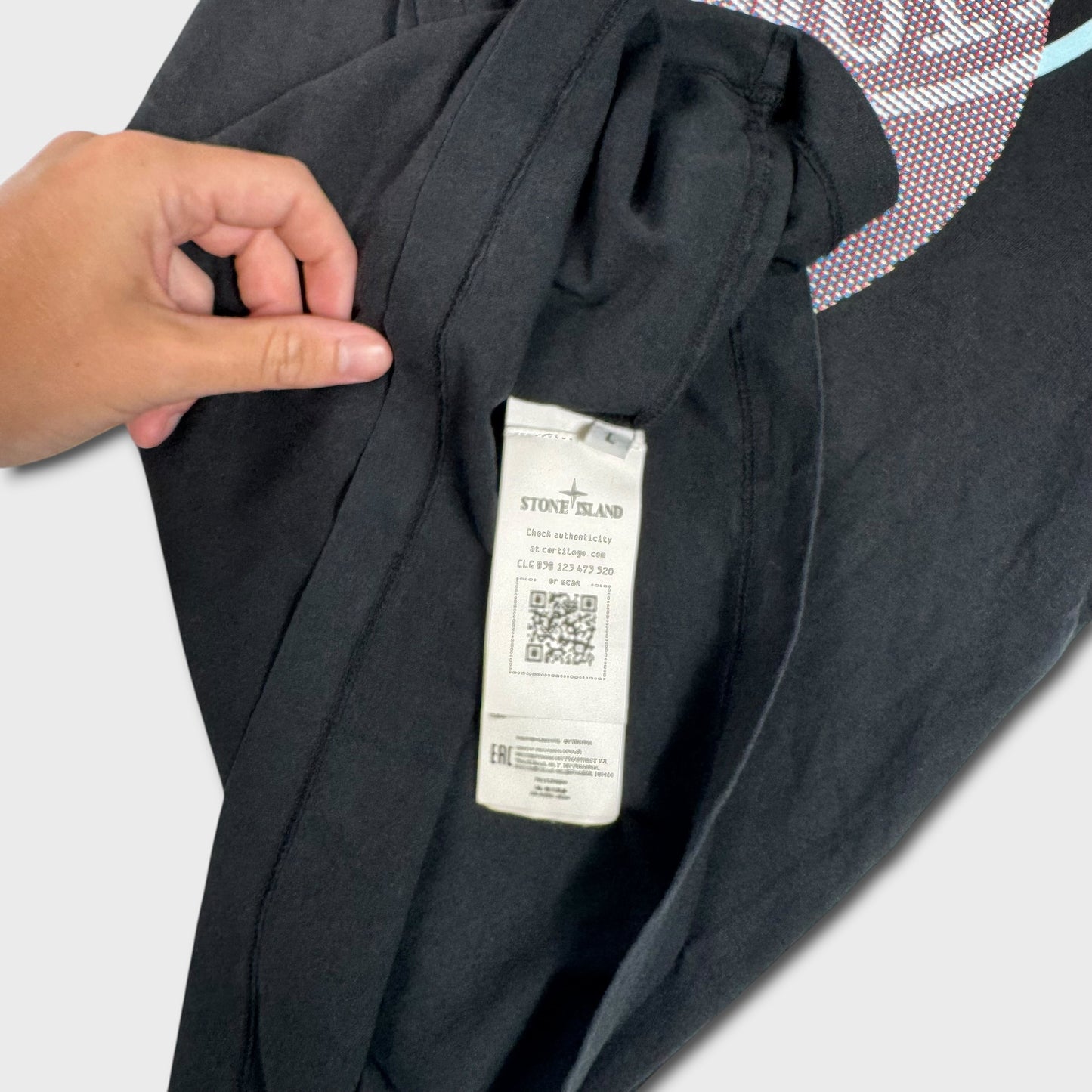 Stone Island Black Graphic T-Shirt L