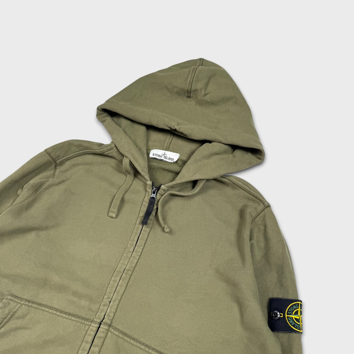 Stone Island Olive Full Zip Hoodie L