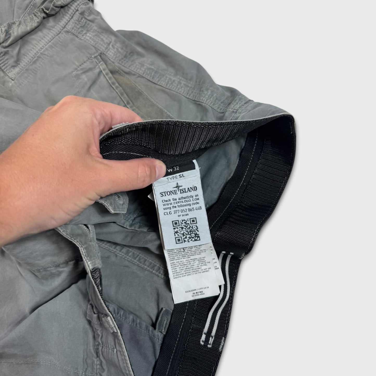 Stone Island Washed Grey Cargo Shorts W32