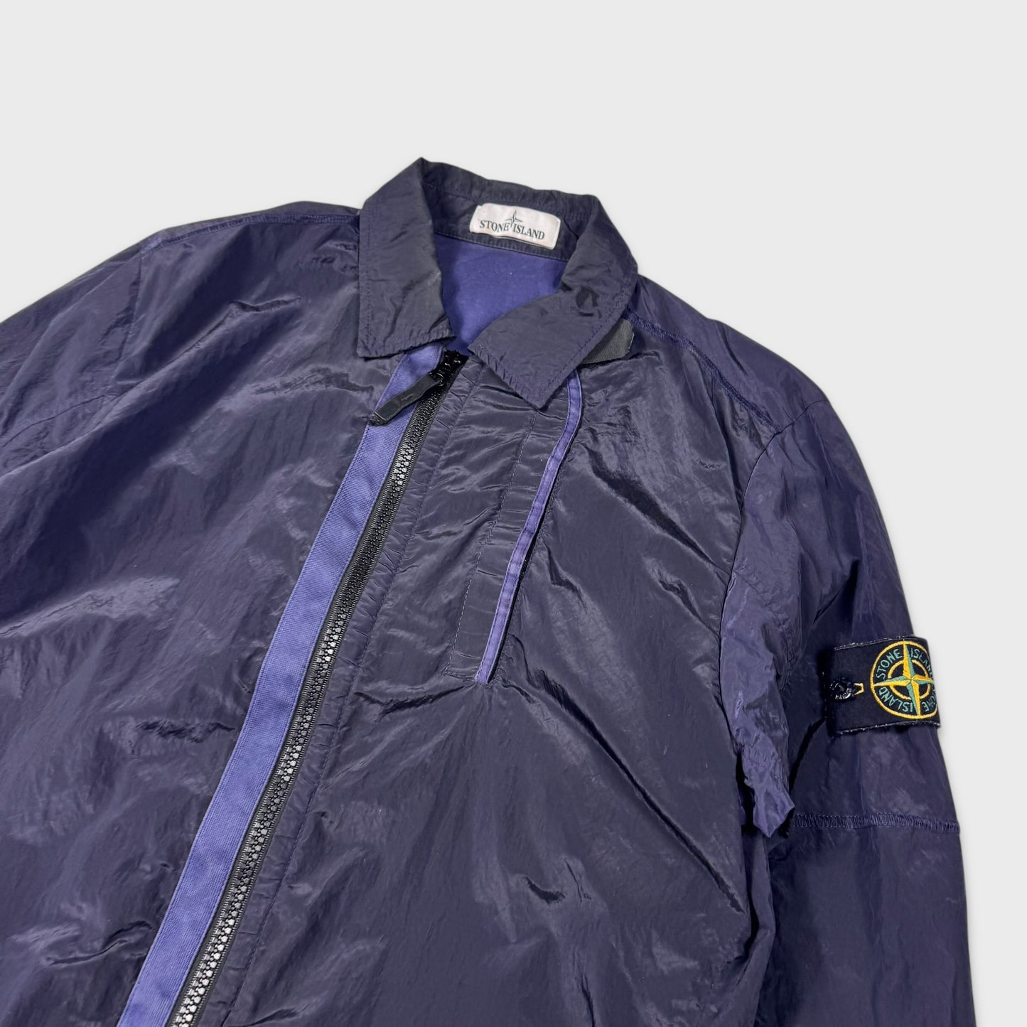 Stone Island Navy Lined Nylon Metal Overshirt Jacket L