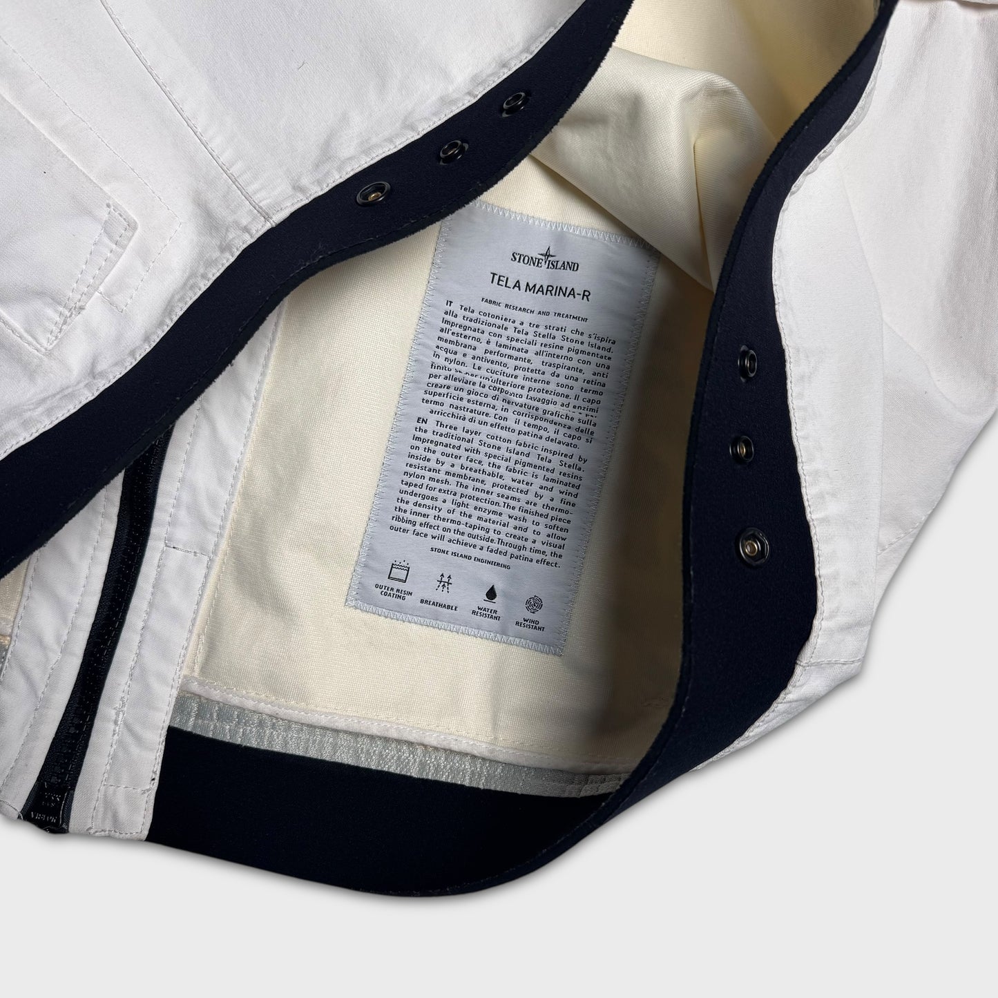 Stone Island White Tela Marina-R Glow Jacket L