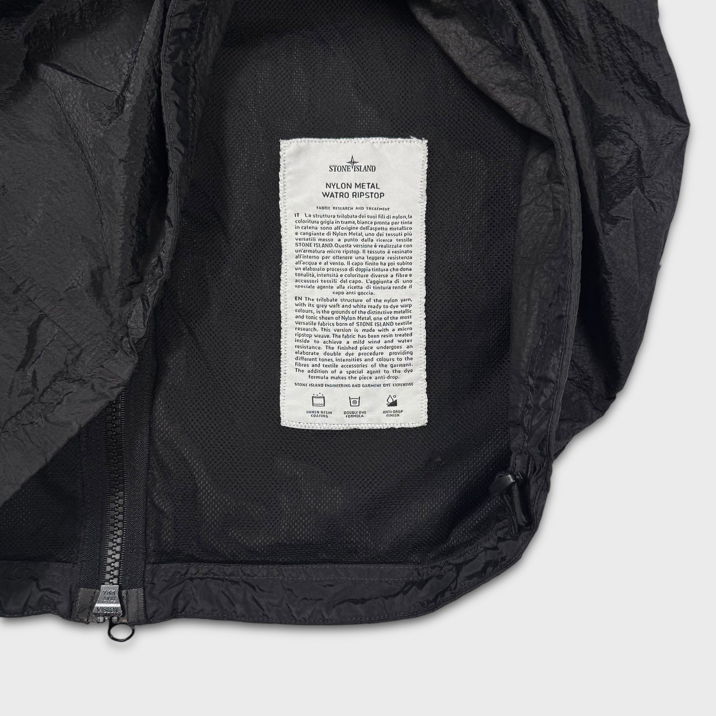 Stone Island Black Ripstop Nylon Metal Jacket M