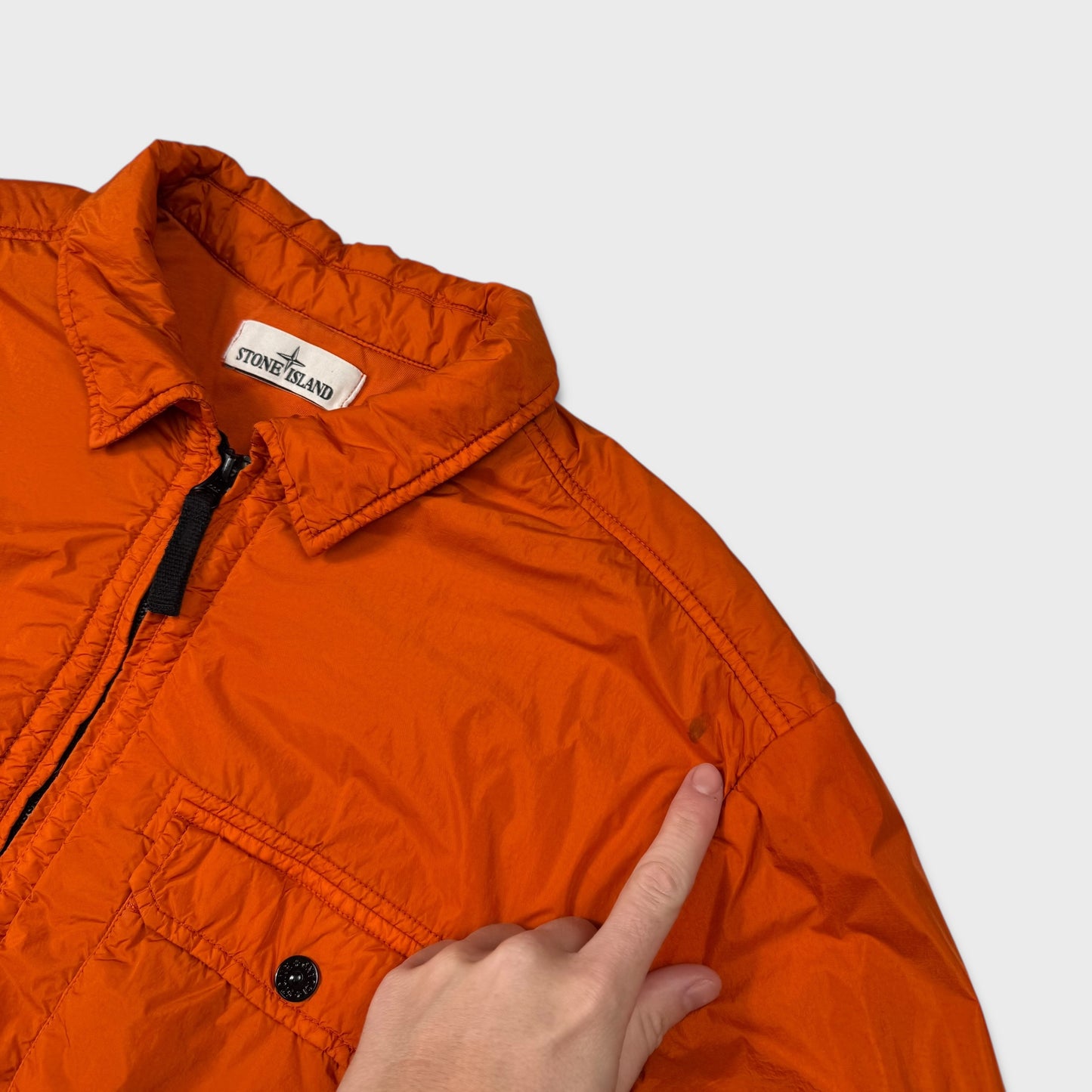 Stone Island Orange Crinkle Reps Padded Jacket XXL