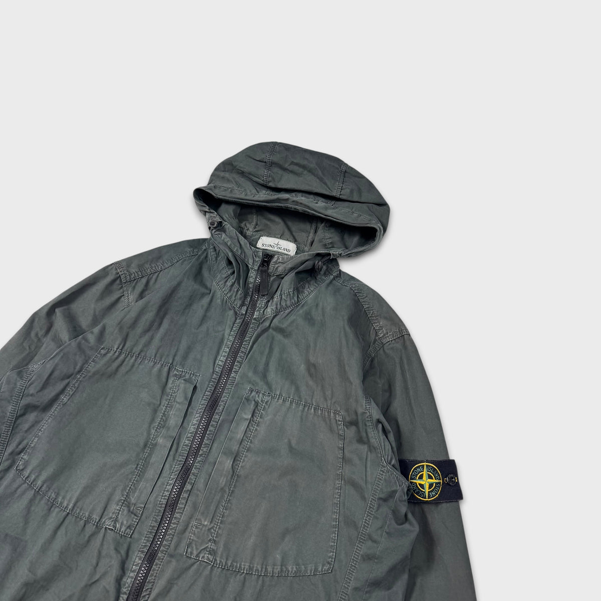 Stone Island Dark Green Zip Hooded Overshirt Jacket XL