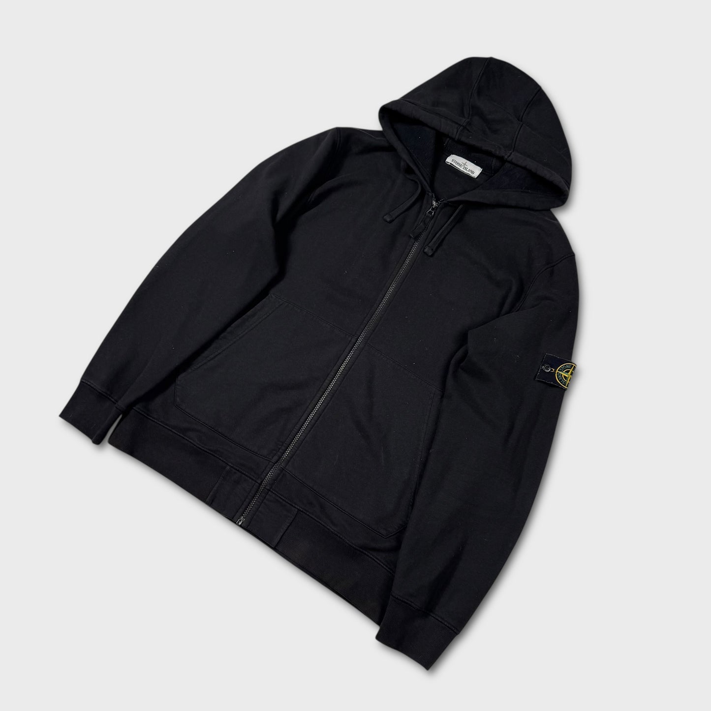 Stone Island Black Full Zip Hoodie XXL