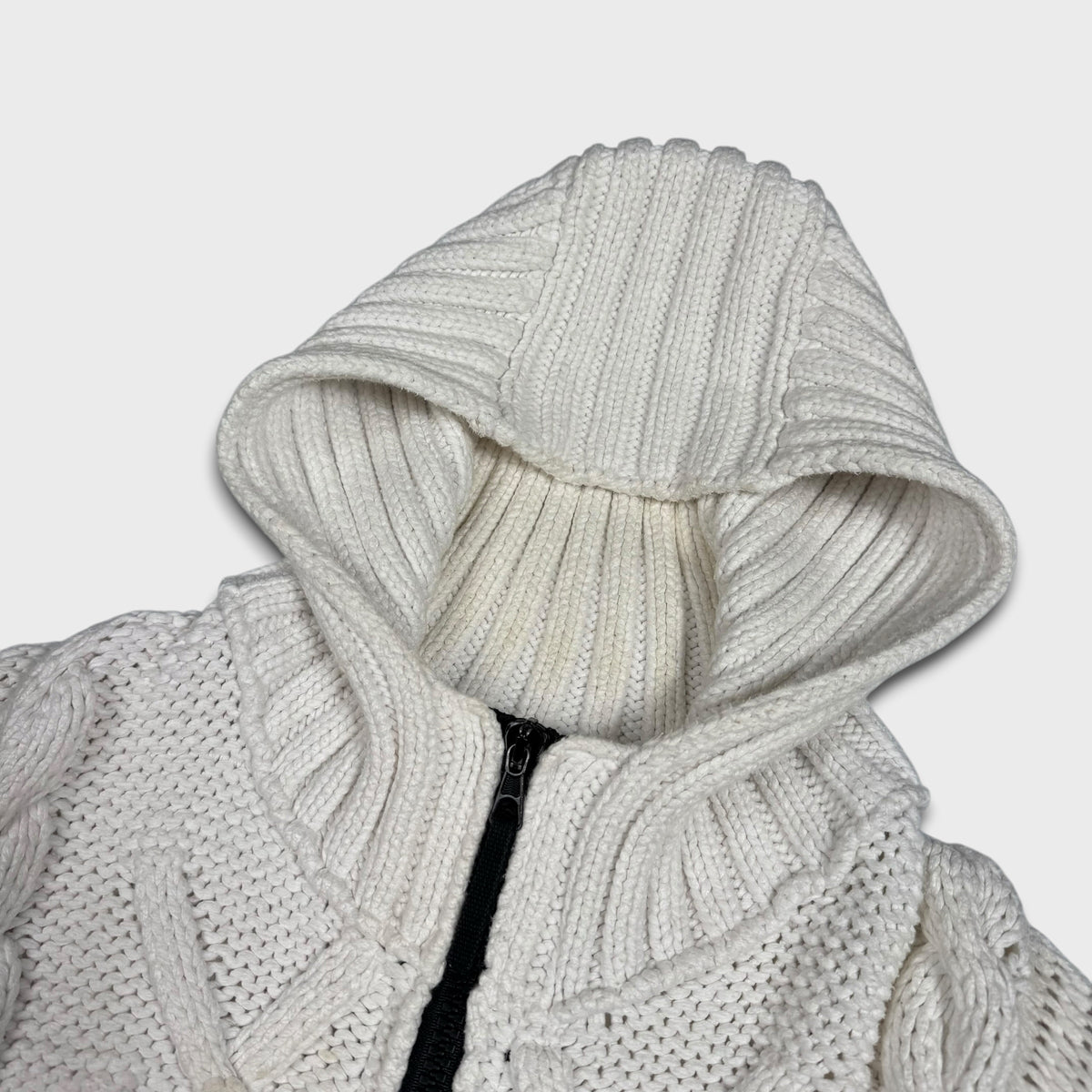 Stone Island White Chunky Heavyweight Knit S