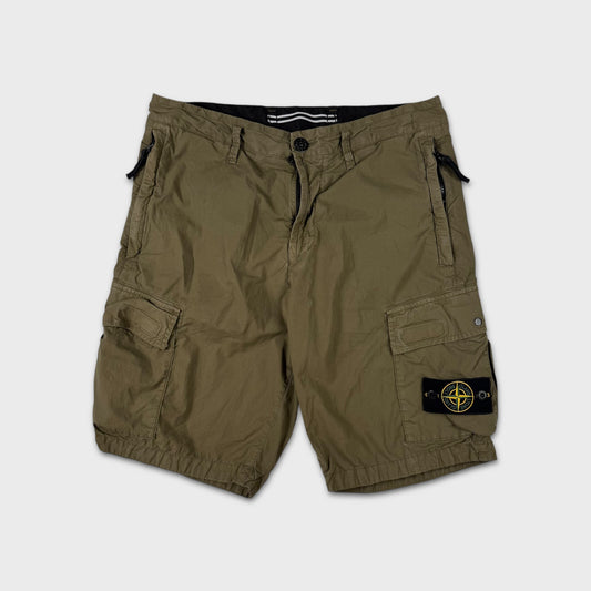 Stone Island Olive Tela Cargo Shorts W30-32