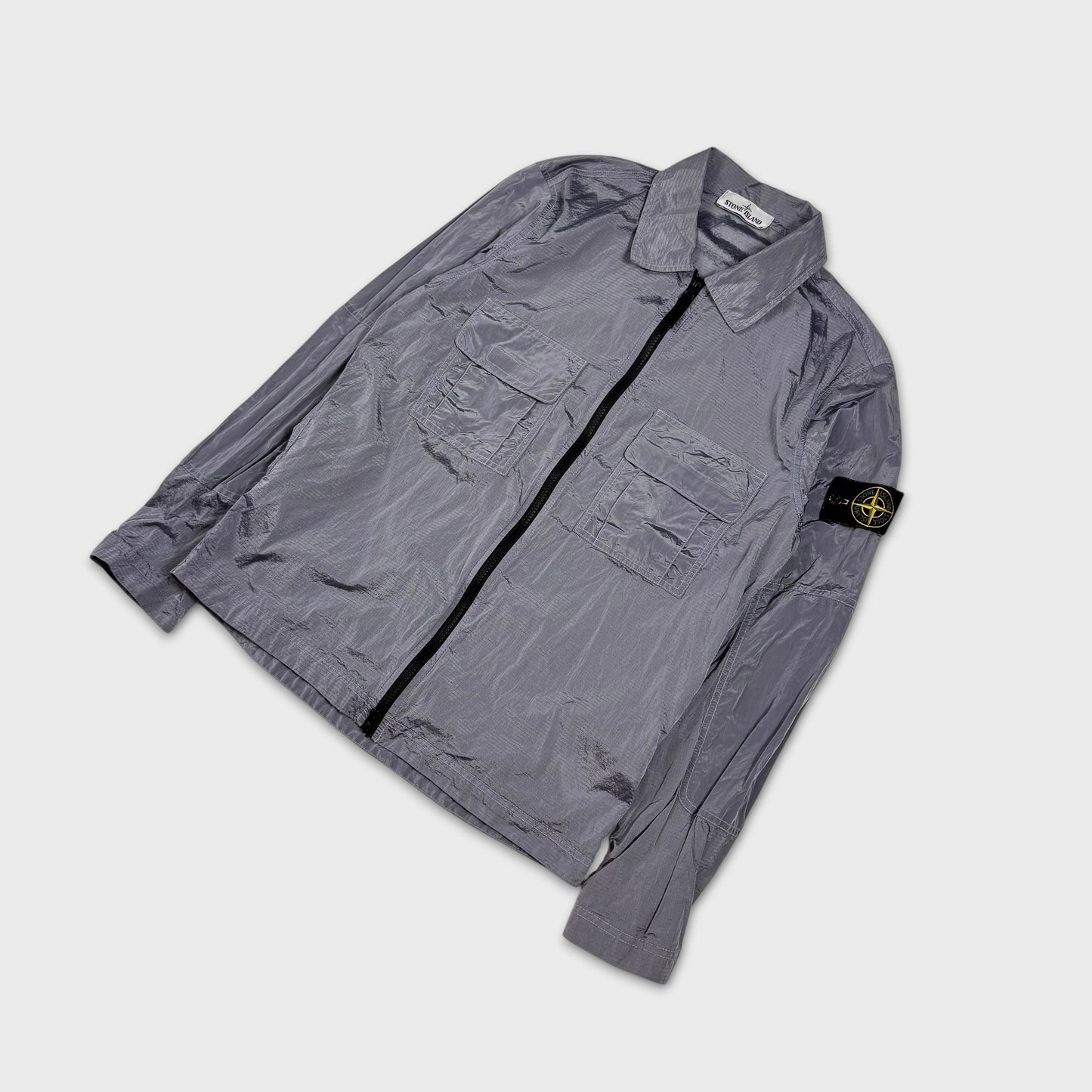 Stone Island Silver Nylon Metal Ripstop Overshirt S