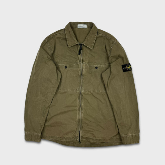 Stone Island Khaki Full Zip Overshirt XXL