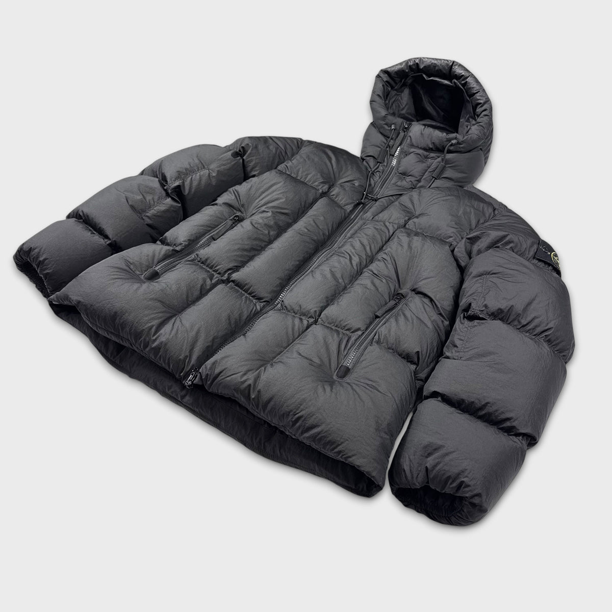 Stone Island Black Seam Faded Light Nylon Tela Down Puffer Jacket L