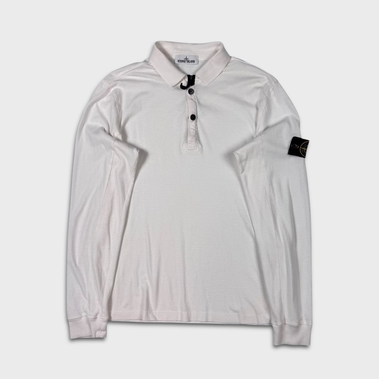 Stone Island White Button Up Top L
