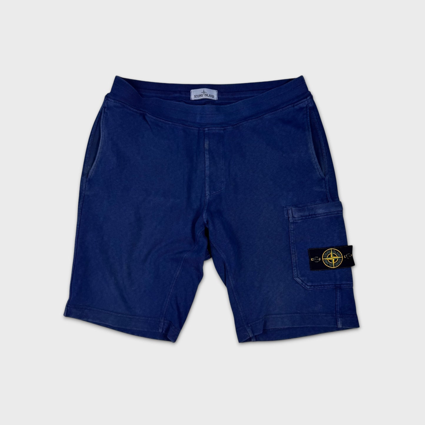 Stone Island Navy Cotton Badge Shorts L