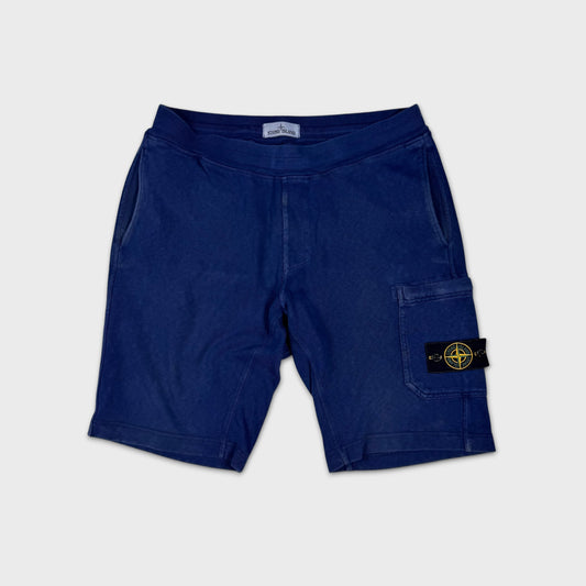 Stone Island Navy Cotton Badge Shorts L