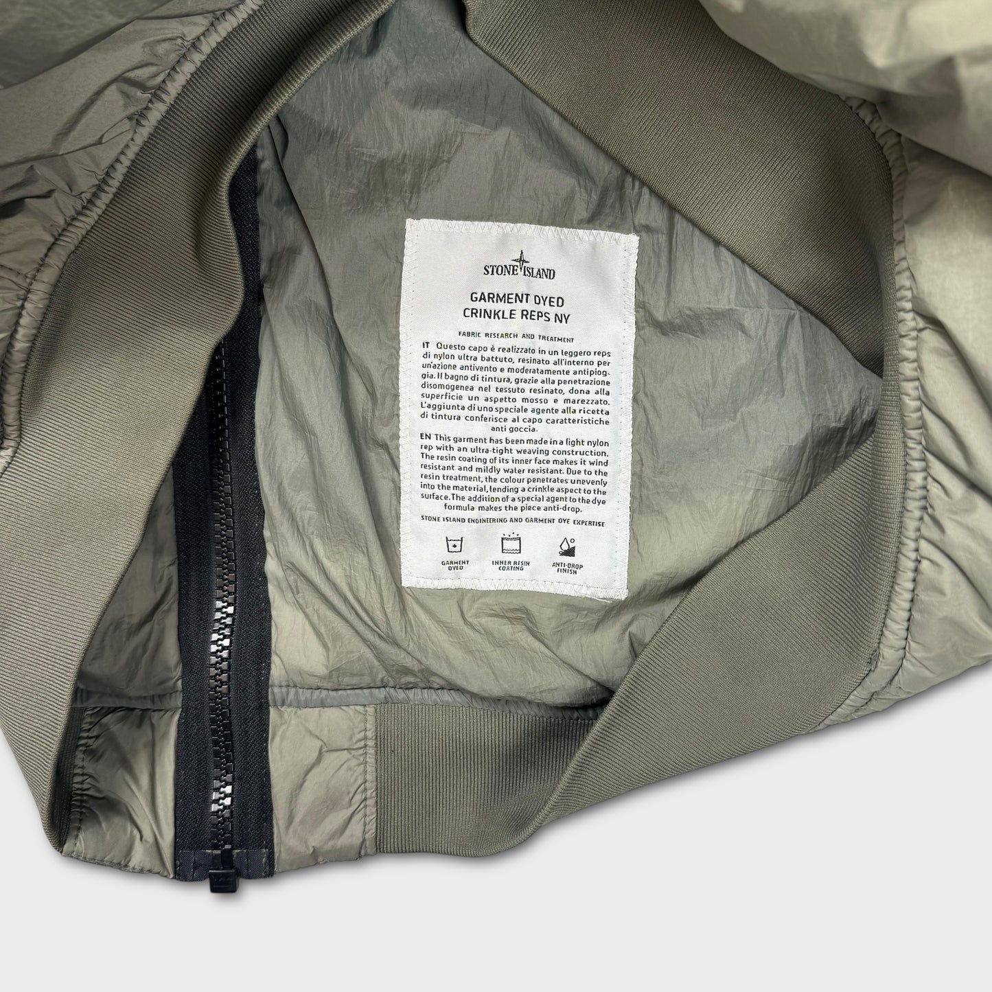 Stone Island Olive Garment Dyed Crinkle Reps NY L