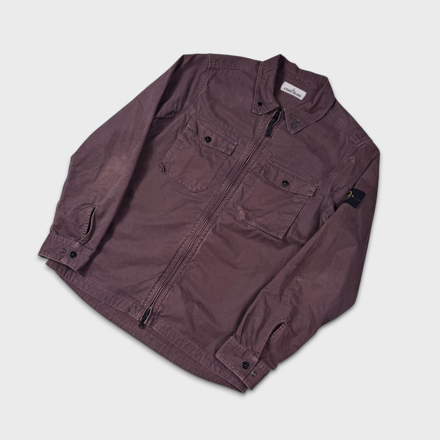 Stone Island Burgundy Full Zip Overshirt M