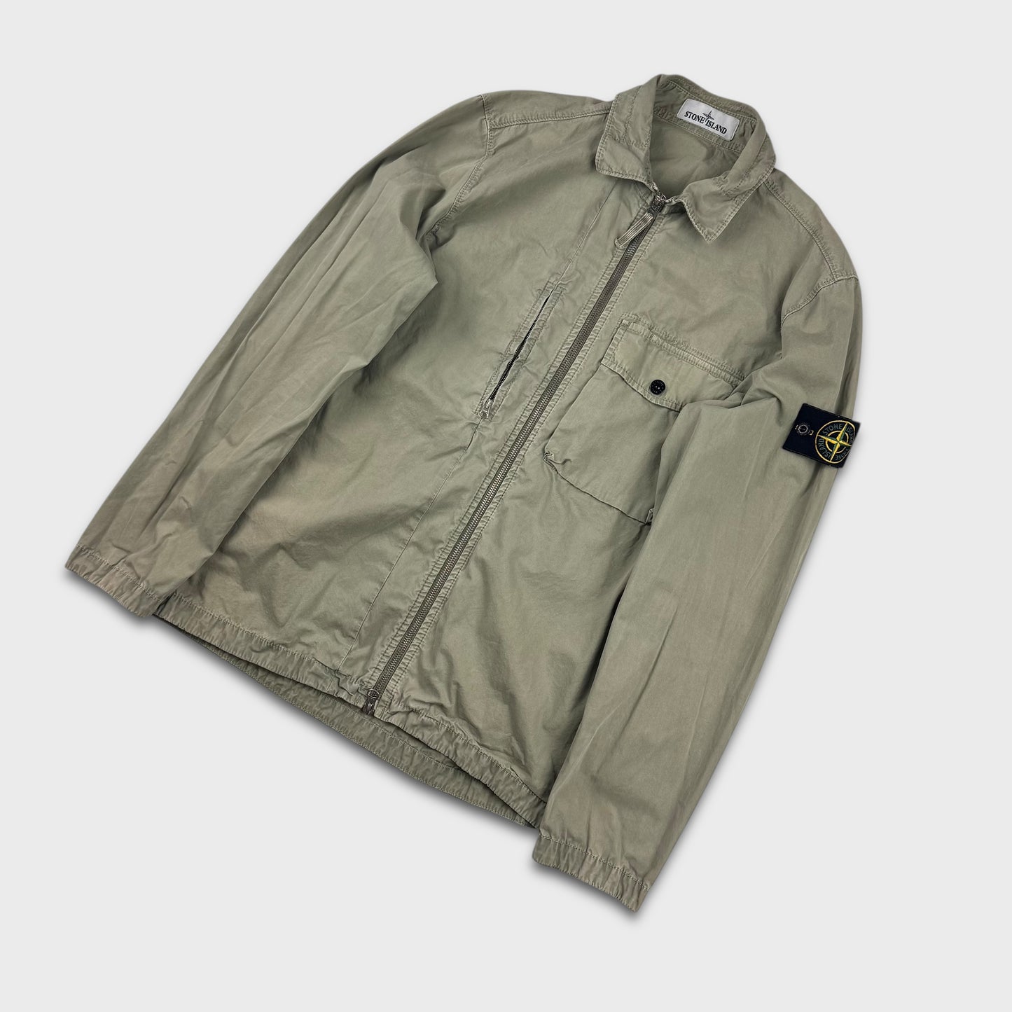 Stone Island Pale Green Full Zip Overshirt M