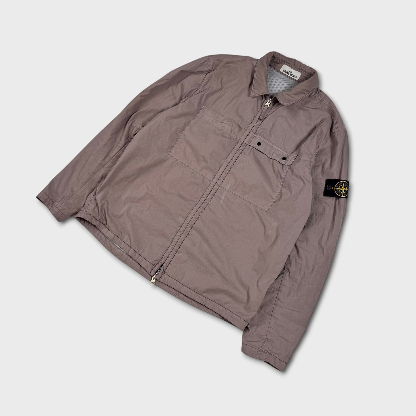 Stone Island Grey Full Zip Overshirt L